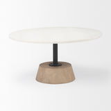 Mercana Maxwell Coffee Table White Marble | Light Wood | Black Metal