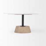 Mercana Maxwell Coffee Table White Marble | Light Wood | Black Metal