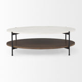 Mercana Larkin Coffee Table White Marble | Dark Brown Wood | Oval