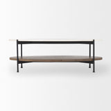 Mercana Larkin Coffee Table White Marble | Dark Brown Wood | Oval