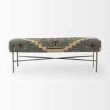 Mercana Avery Bench Multi Colored Fabric | Black Metal