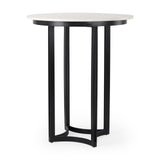 Mercana Tanner Bistro Table White Marble | Black Metal