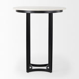 Mercana Tanner Bistro Table White Marble | Black Metal