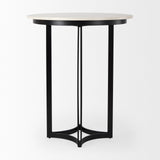 Mercana Tanner Bistro Table White Marble | Black Metal