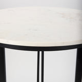 Mercana Tanner Bistro Table White Marble | Black Metal