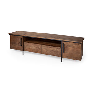 Mercana Maddox Media Console Brown Wood | Black Metal