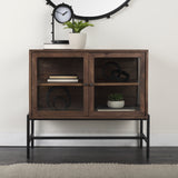 Mercana Arelius Accent Cabinet Medium Brown Wood | Black Metal