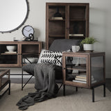 Mercana Arelius Cabinet Medium Brown Wood | Black Metal