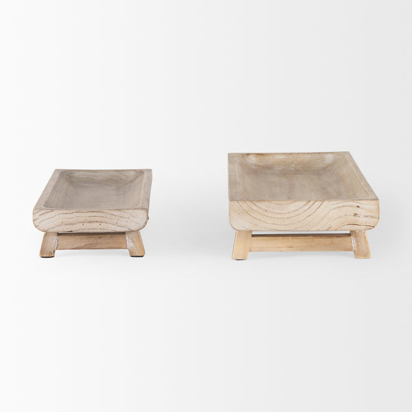 Mercana Carver Trays White-washed Wood | Rectangular