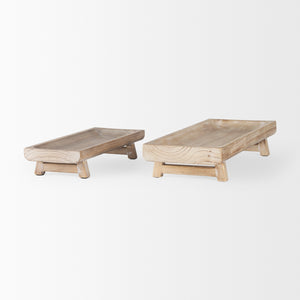 Mercana Carver Trays White-washed Wood | Rectangular