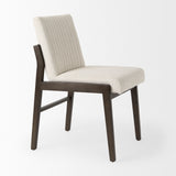 Mercana Tahoe Dining Chair Cream Fabric | Black-Brown Wood | Armless