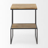 Mercana Ronin Accent Table Square Wood | Black Metal