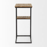 Mercana Ronin Accent Table Rectangle Wood | Black Metal