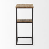 Mercana Ronin Accent Table Rectangle Wood | Black Metal