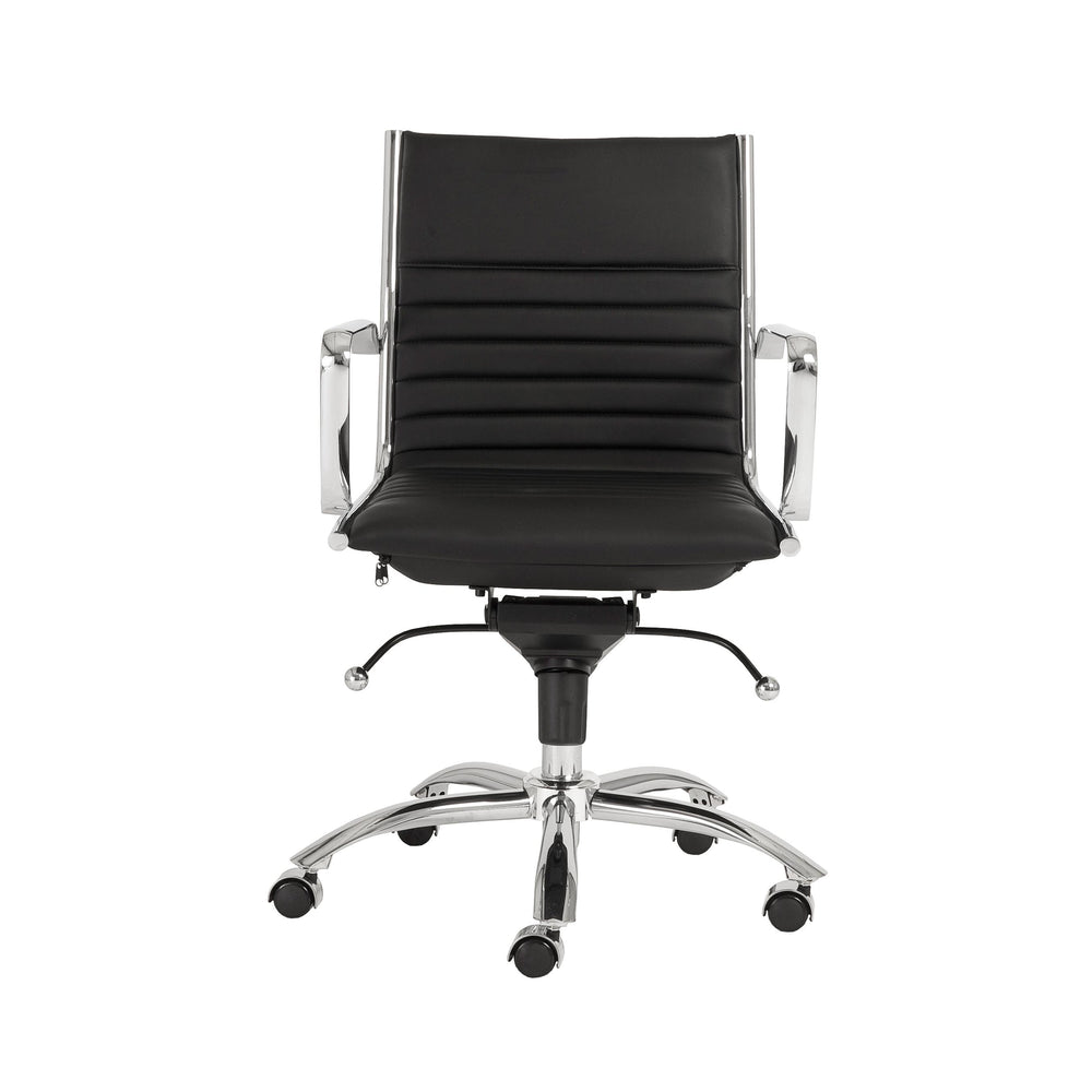 Dirk Low Back Office Chair in Black with Chromed Steel Base