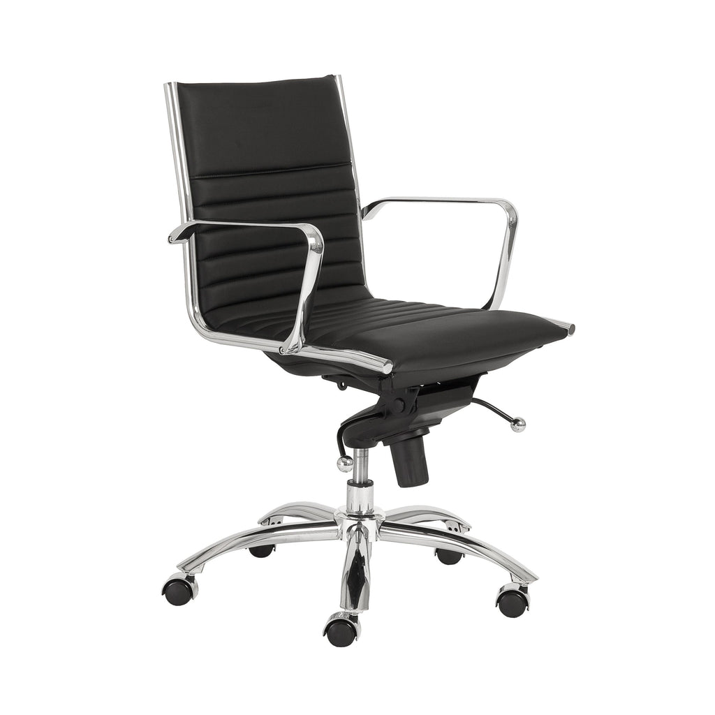 Dirk Low Back Office Chair in Black with Chromed Steel Base