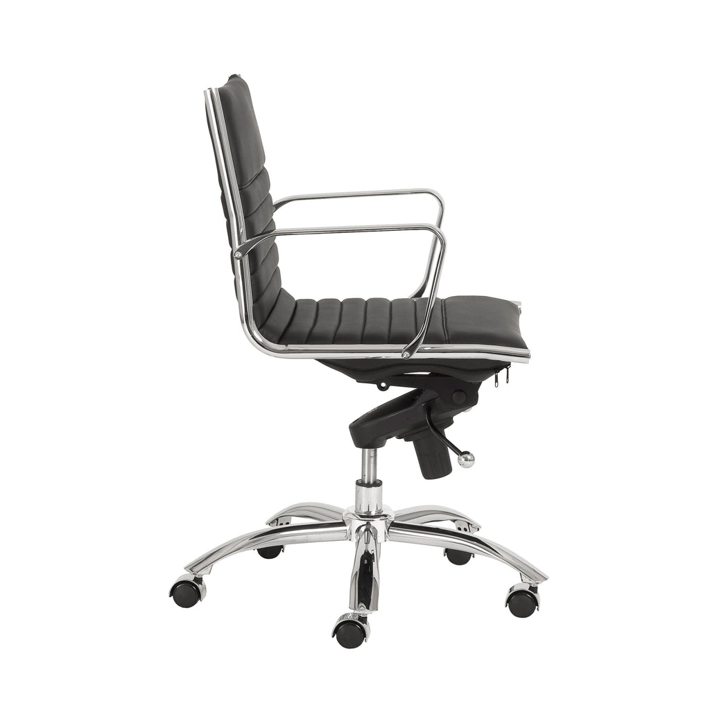 Dirk Low Back Office Chair in Black with Chromed Steel Base