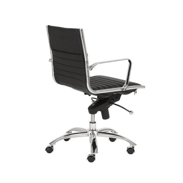 Dirk Low Back Office Chair in Black with Chromed Steel Base