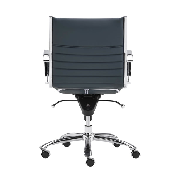 Dirk Low Back Office Chair in Blue with Chromed Steel Base