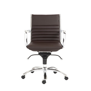 Dirk Low Back Office Chair in Brown with Chromed Steel Base