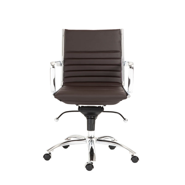 Dirk Low Back Office Chair in Brown with Chromed Steel Base