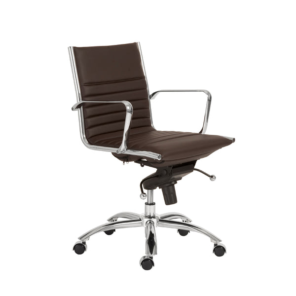Dirk Low Back Office Chair in Brown with Chromed Steel Base