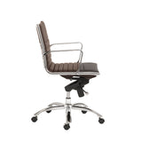 Dirk Low Back Office Chair in Brown with Chromed Steel Base