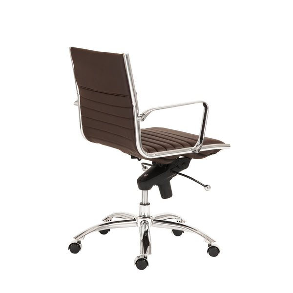 Dirk Low Back Office Chair in Brown with Chromed Steel Base