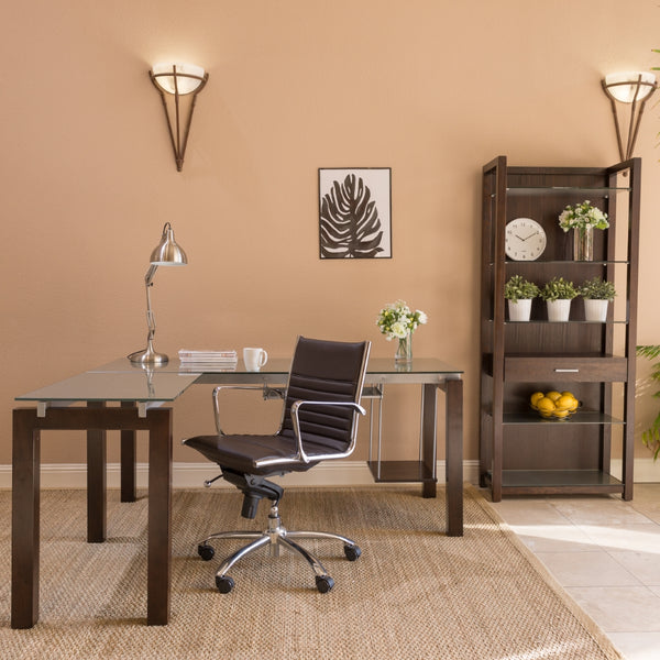 Dirk Low Back Office Chair in Brown with Chromed Steel Base