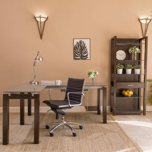 Dirk Low Back Office Chair in Brown with Chromed Steel Base