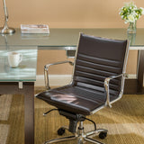 Dirk Low Back Office Chair in Brown with Chromed Steel Base