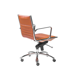 Dirk Low Back Office Chair in Cognac with Chrome Base