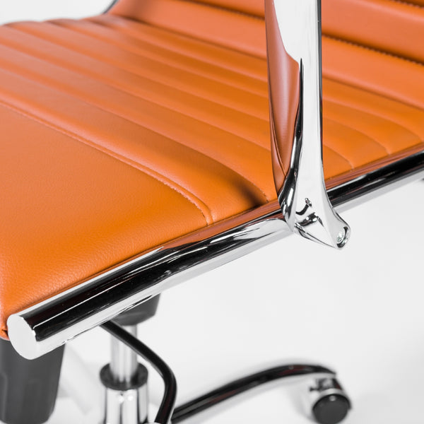 Dirk Low Back Office Chair in Cognac with Chrome Base