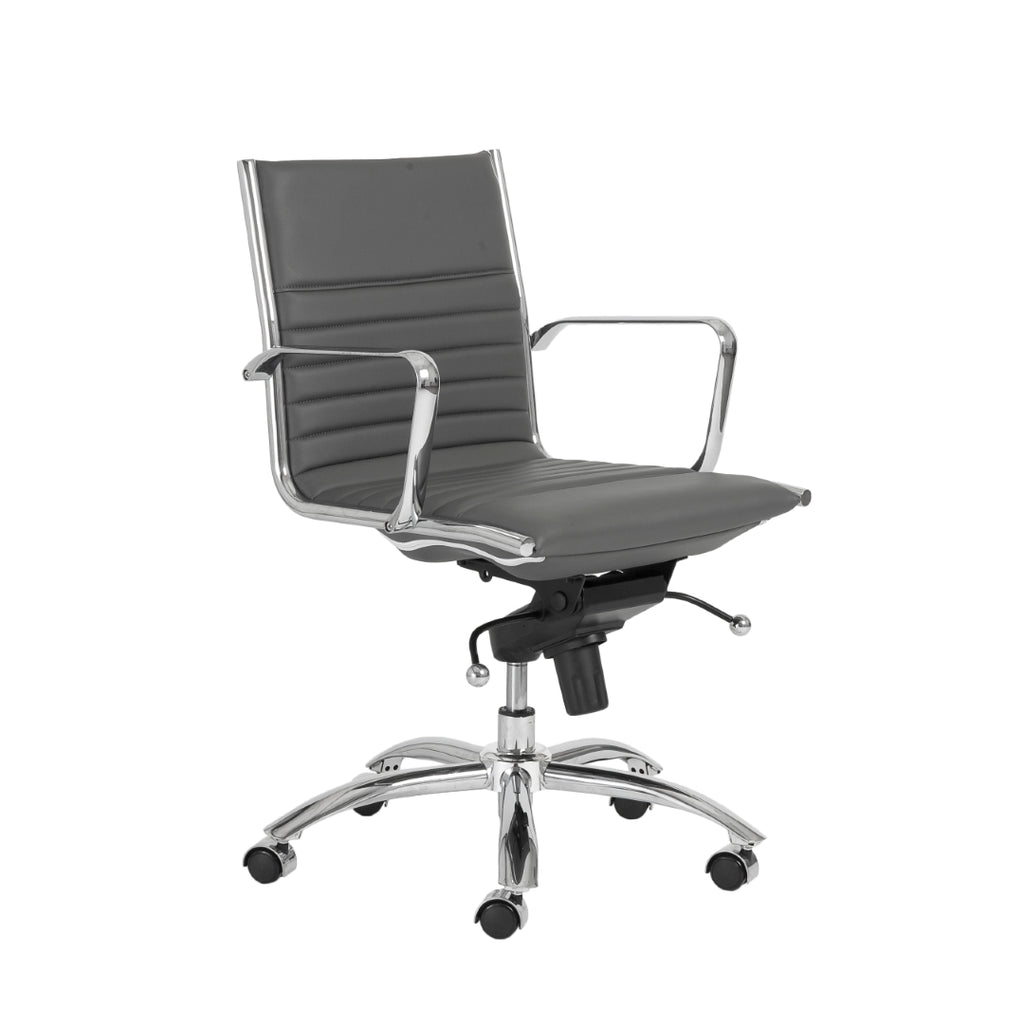 Dirk Low Back Office Chair in Gray with Chromed Steel Base