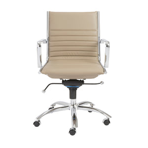Dirk Low Back Office Chair in Taupe with Chromed Steel Base