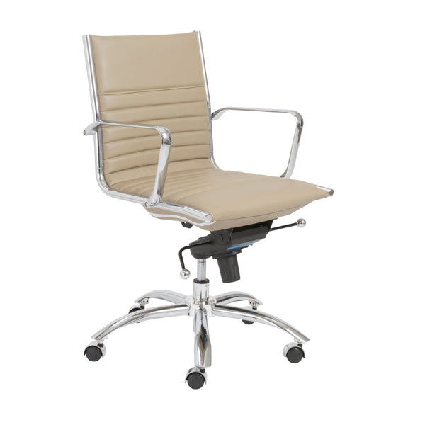 Dirk Low Back Office Chair in Taupe with Chromed Steel Base