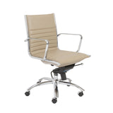 Dirk Low Back Office Chair in Taupe with Chromed Steel Base