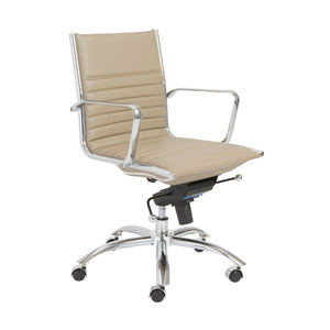 Dirk Low Back Office Chair in Taupe with Chromed Steel Base