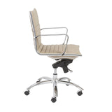 Dirk Low Back Office Chair in Taupe with Chromed Steel Base