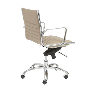 Dirk Low Back Office Chair in Taupe with Chromed Steel Base