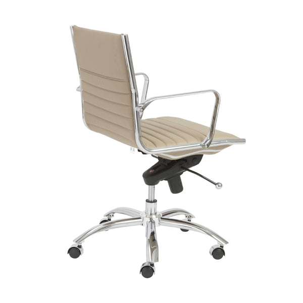 Dirk Low Back Office Chair in Taupe with Chromed Steel Base
