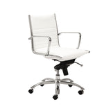 Dirk Low Back Office Chair in White with Chromed Steel Base