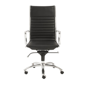 Dirk High Back Office Chair in Black with Chromed Steel Base