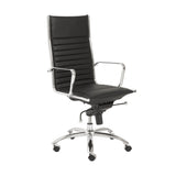 Dirk High Back Office Chair in Black with Chromed Steel Base