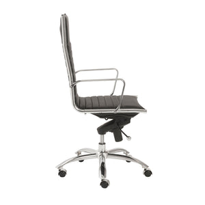 Dirk High Back Office Chair in Black with Chromed Steel Base