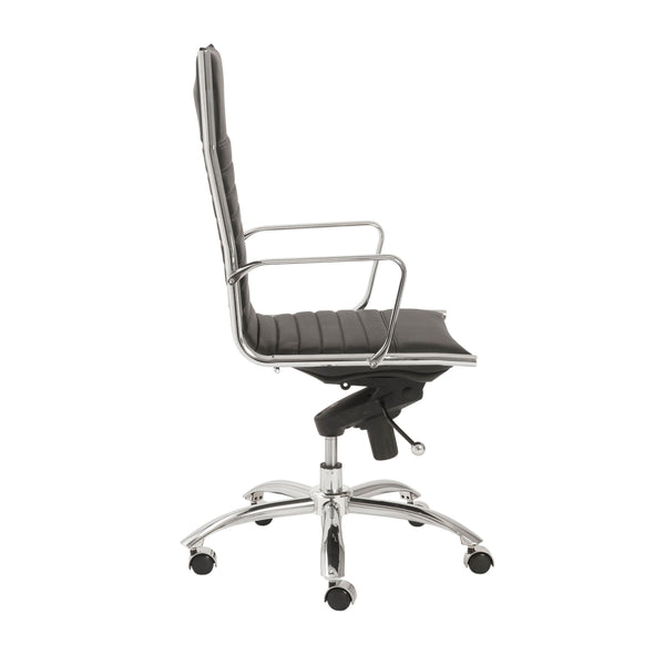 Dirk High Back Office Chair in Black with Chromed Steel Base
