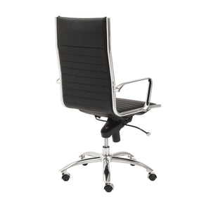 Dirk High Back Office Chair in Black with Chromed Steel Base