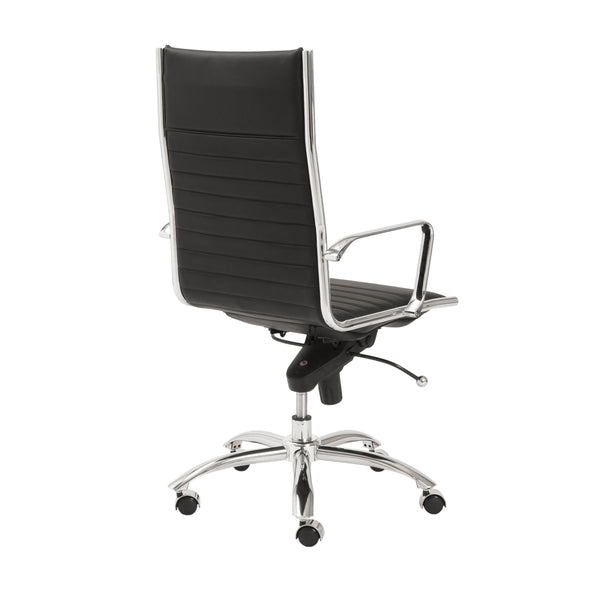 Dirk High Back Office Chair in Black with Chromed Steel Base