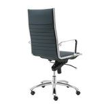 Dirk High Back Office Chair in Blue with Chromed Steel Base