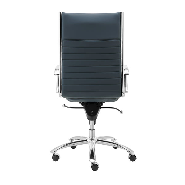 Dirk High Back Office Chair in Blue with Chromed Steel Base